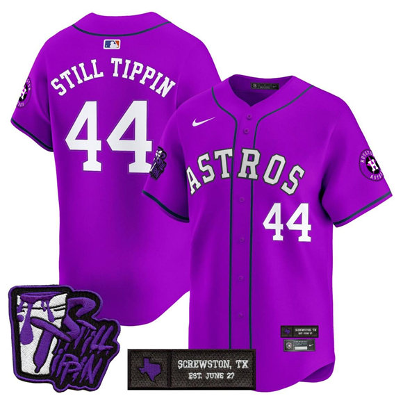 Men's Houston Astros #44 Still Tippin DJ Screw Still Tippin Purple Patch Vapor Limited Stitched Baseball Jersey